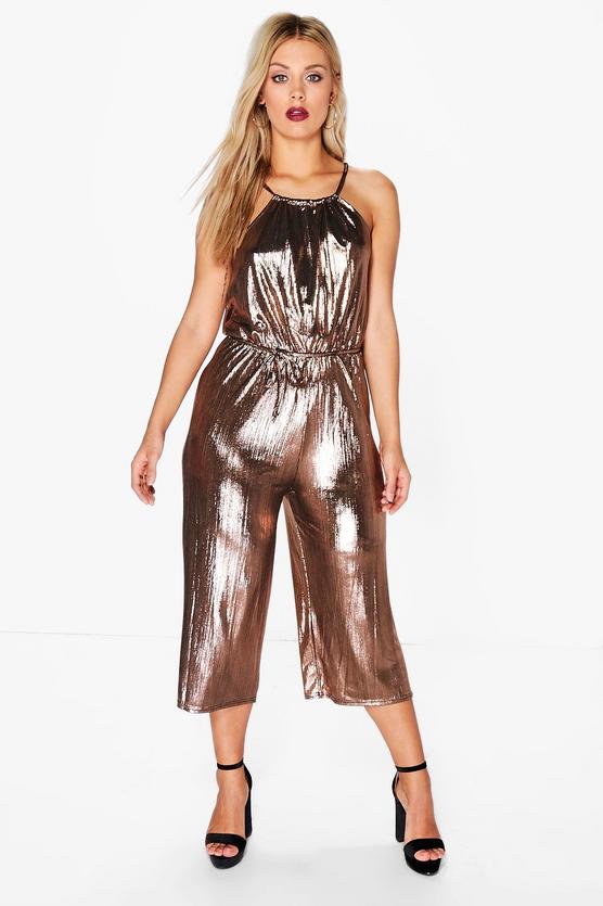 Plus Serena Metallic Culotte Jumpsuit